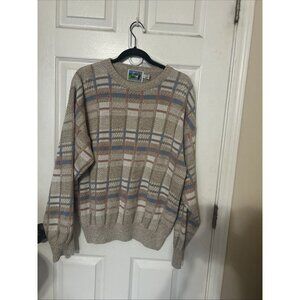 Vintage London Fog Plaid Sweater Cotton/ Acrylic Chunky Knit